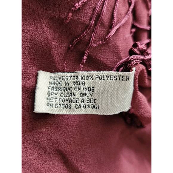 Collection XIIX ltd Vintage Large Square Maroon Chiffon Scarf w/ Fringe 41 in - Picture 4 of 4